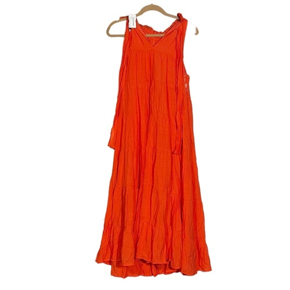 entro Dresses & Skirts - NWT Entro Orange Maxi Dress Size Medium Ruffle Summer Resortwear Vacation